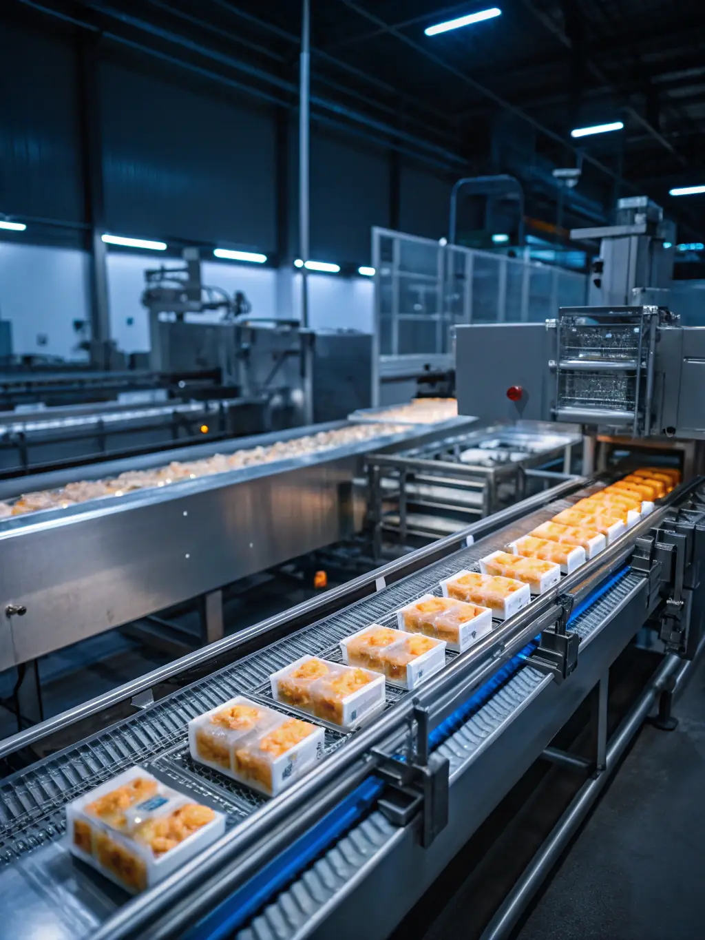 A detailed image showcasing the modern food processing facilities within the Alexcomplex industrial complex, emphasizing the advanced technology and equipment used in food production.