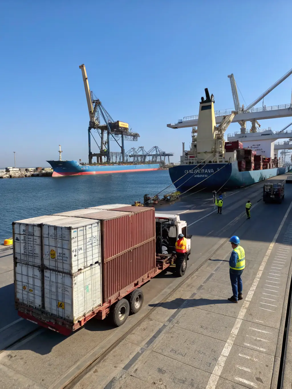 A photograph highlighting the strategic location of Alexcomplex near the Alexandria port, illustrating the ease of access for import and export activities.